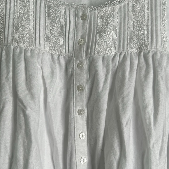 Eileen west Olivia long poet night gown cotton Rayon white dress size medium new - Picture 8 of 12